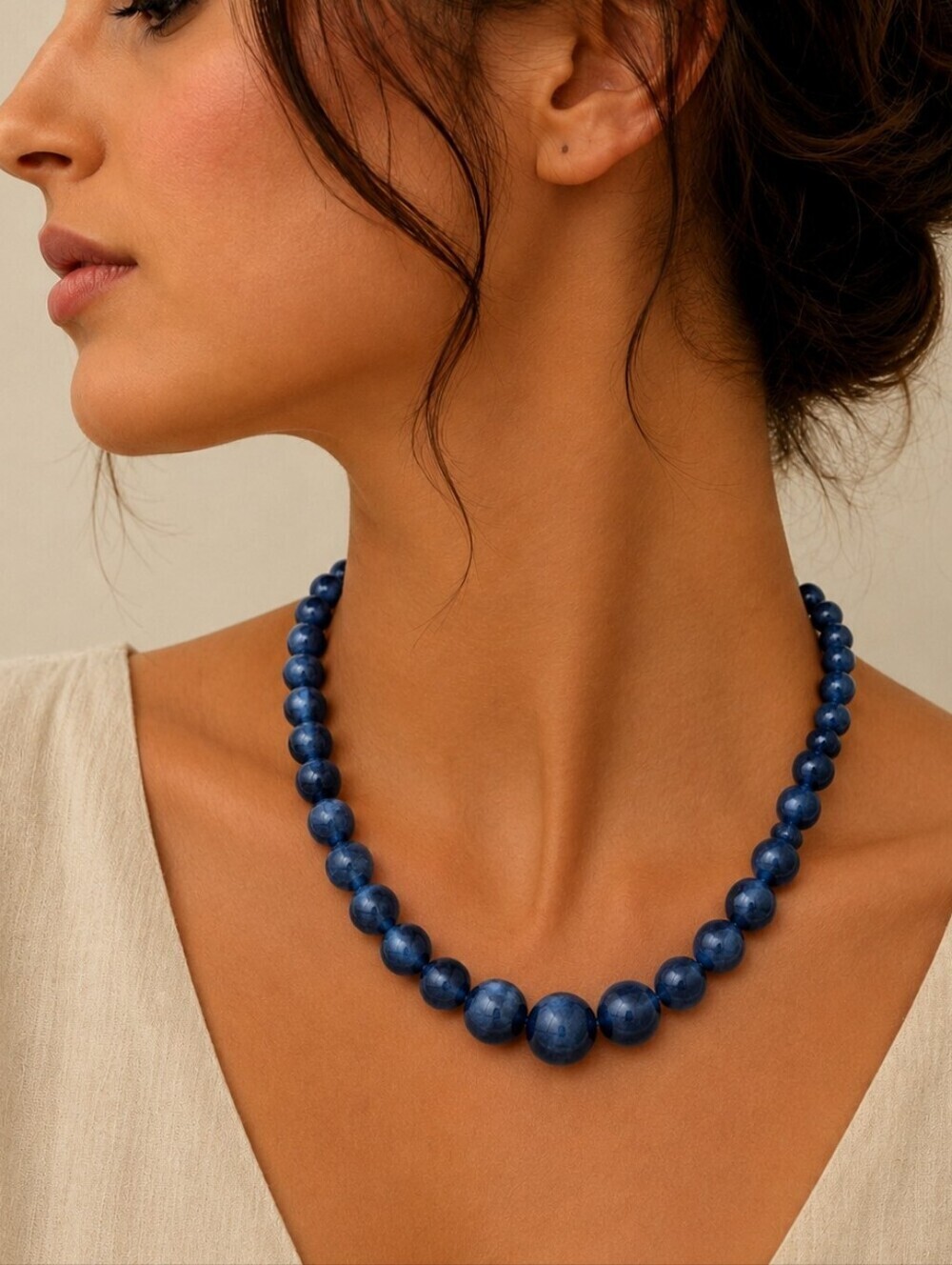 Vintage Blue Kyanite Graduated Beaded Necklace